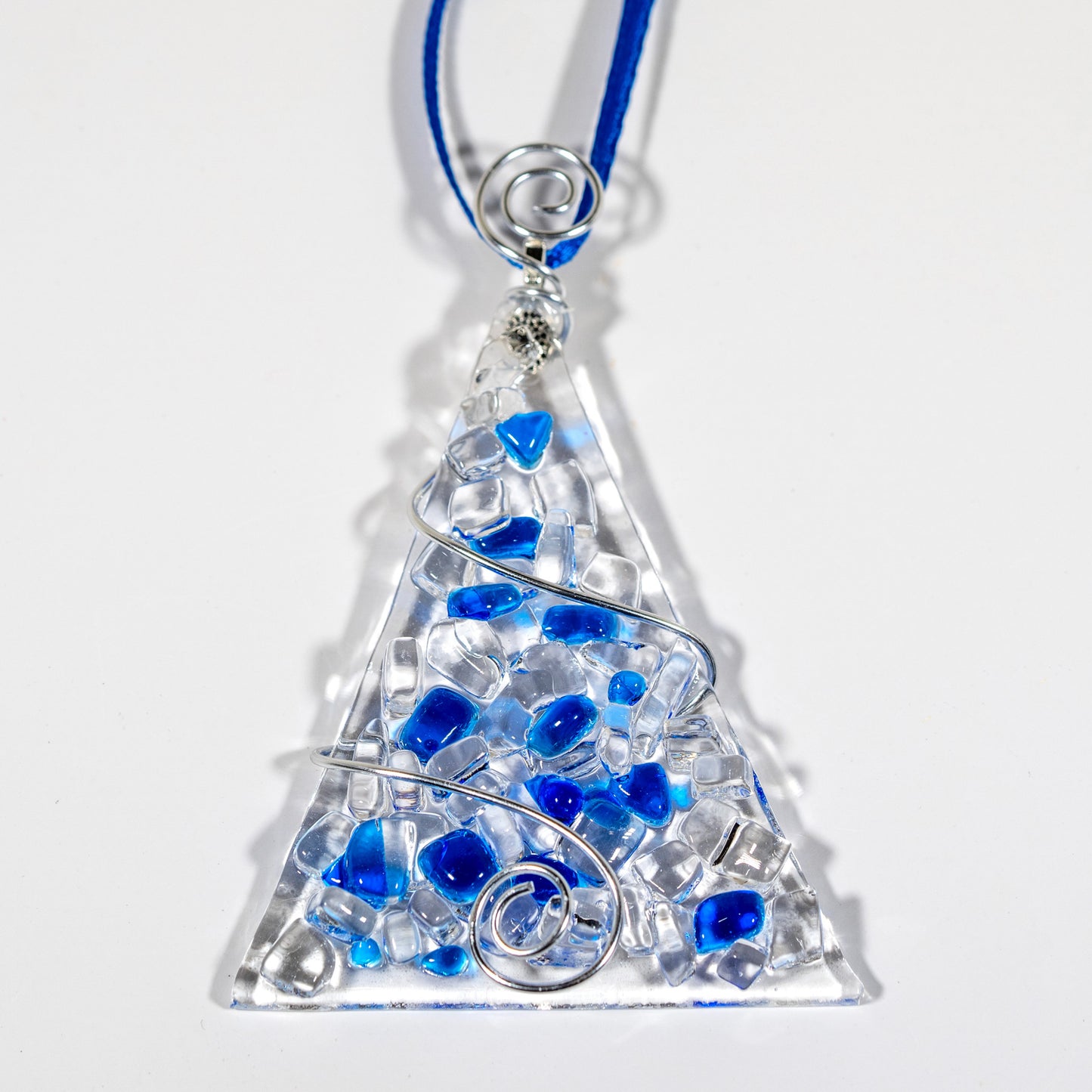 Blue + Clear Fused Glass Tree