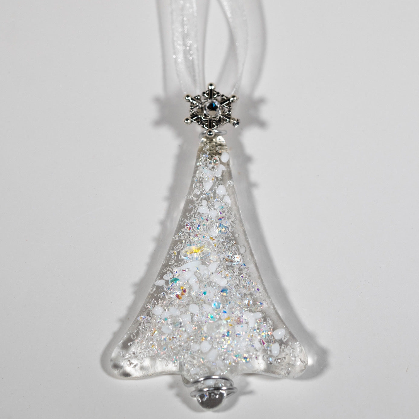 White + Clear Fused Glass Tree