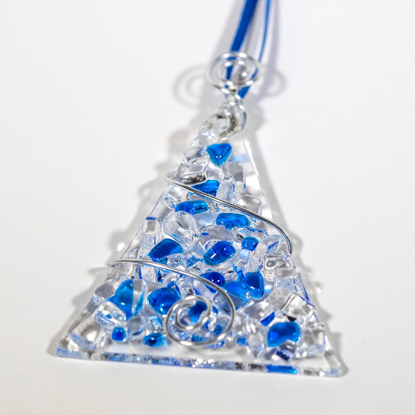 Blue + Clear Fused Glass Tree