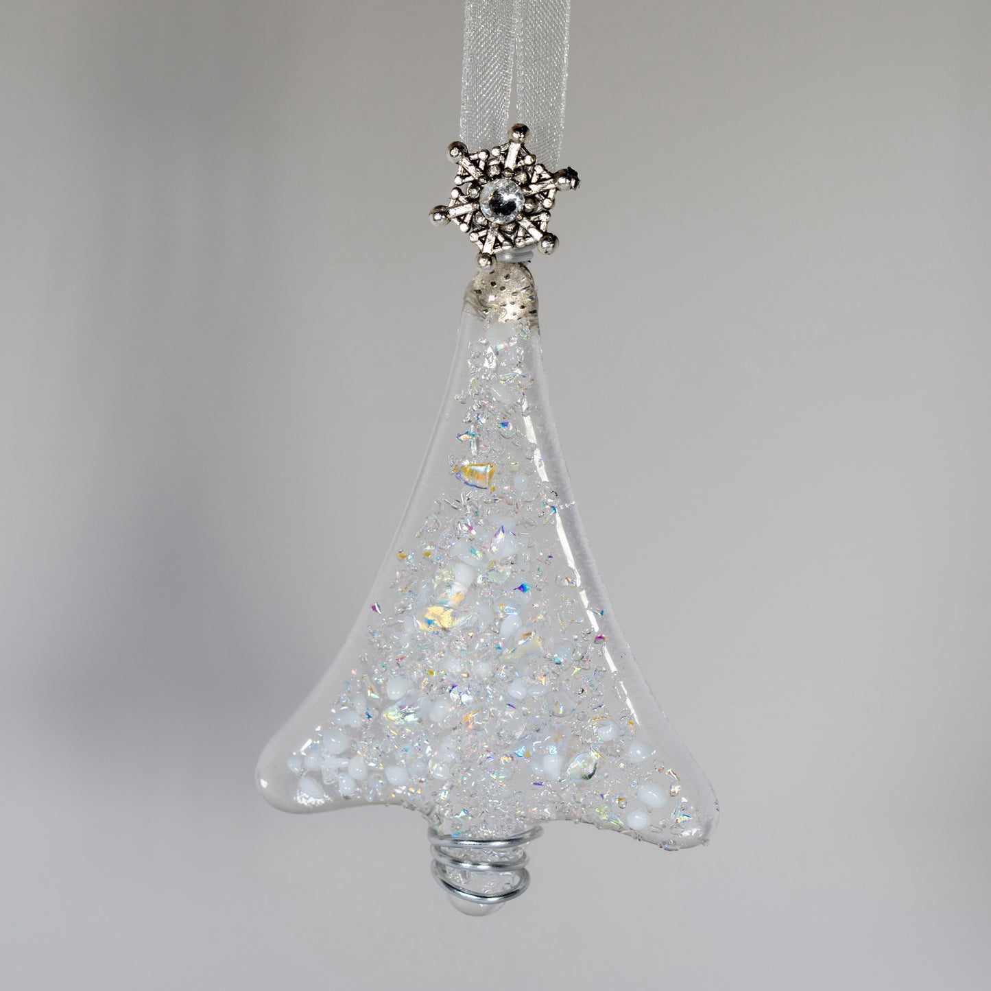 White + Clear Fused Glass Tree