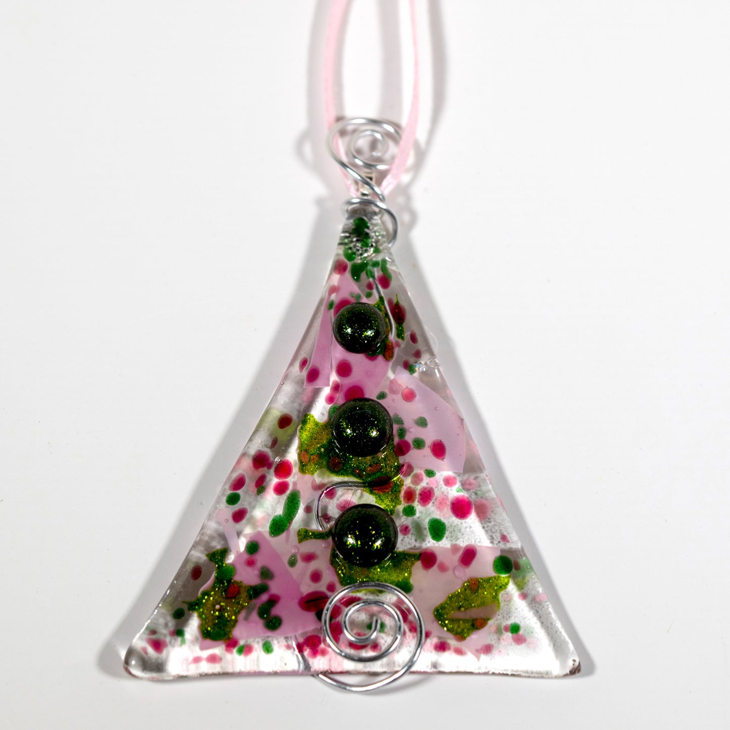 Pink + Green Fused Glass Tree