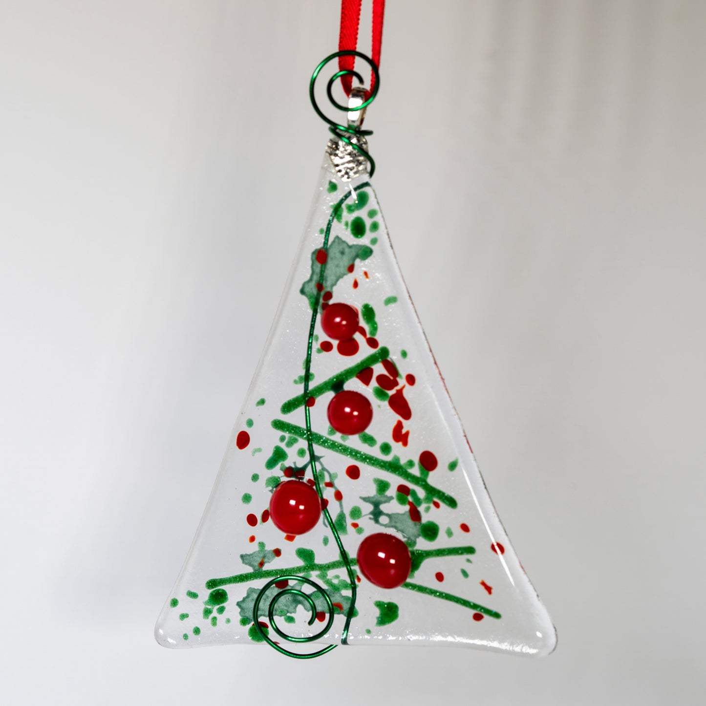 Red + Green Fused Glass Tree