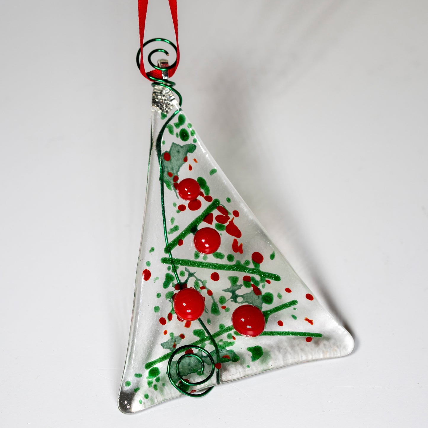 Red + Green Fused Glass Tree